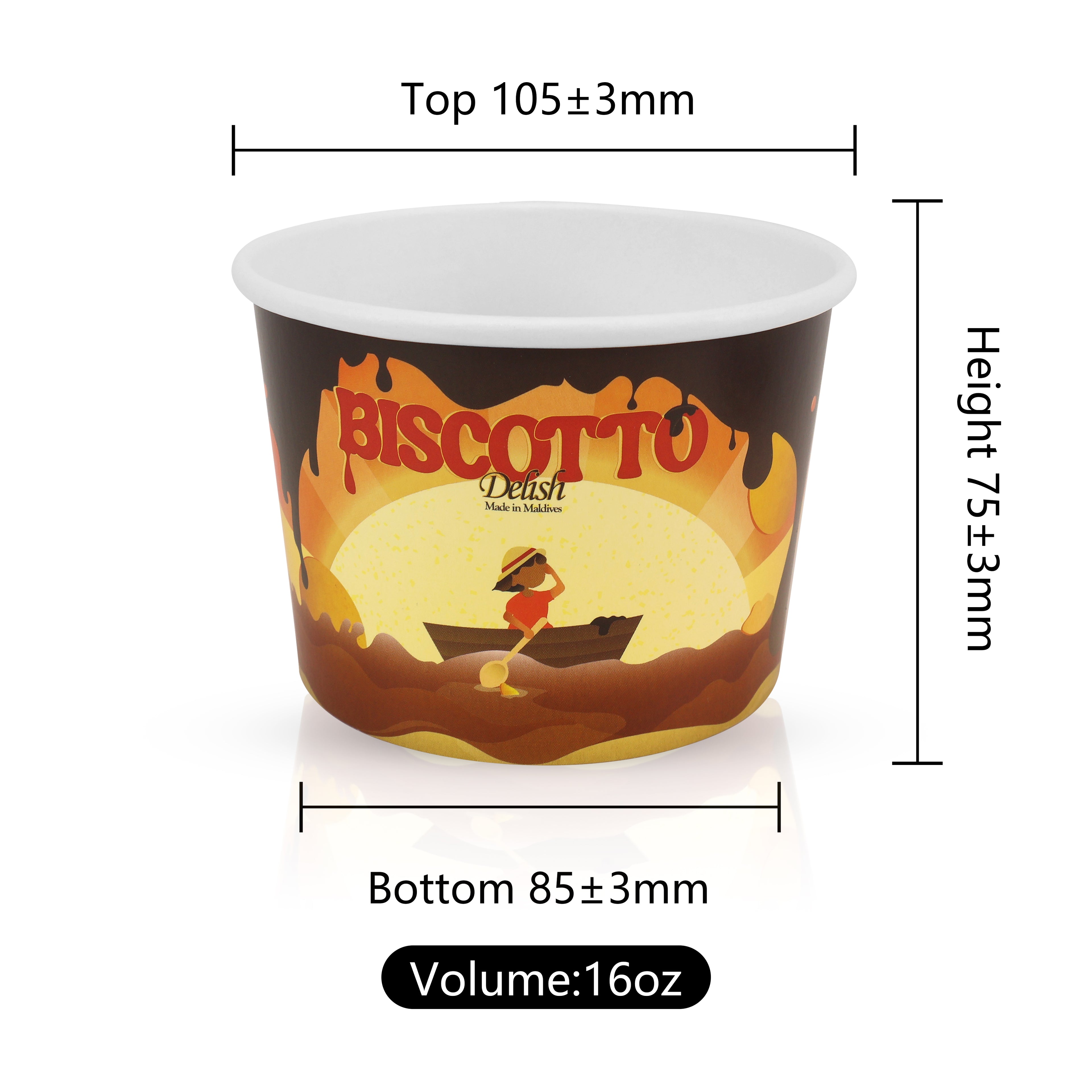 Custom Printed 16oz Food Grade Paper white cup