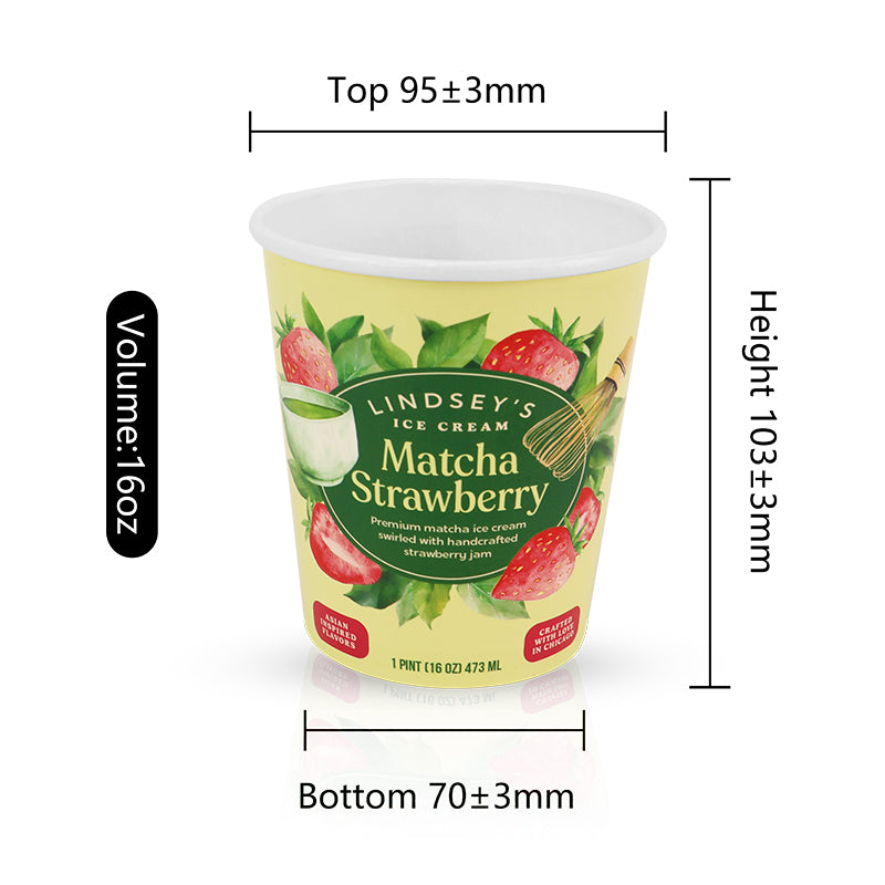 Custom Printed 16oz Food Grade Paper white cup