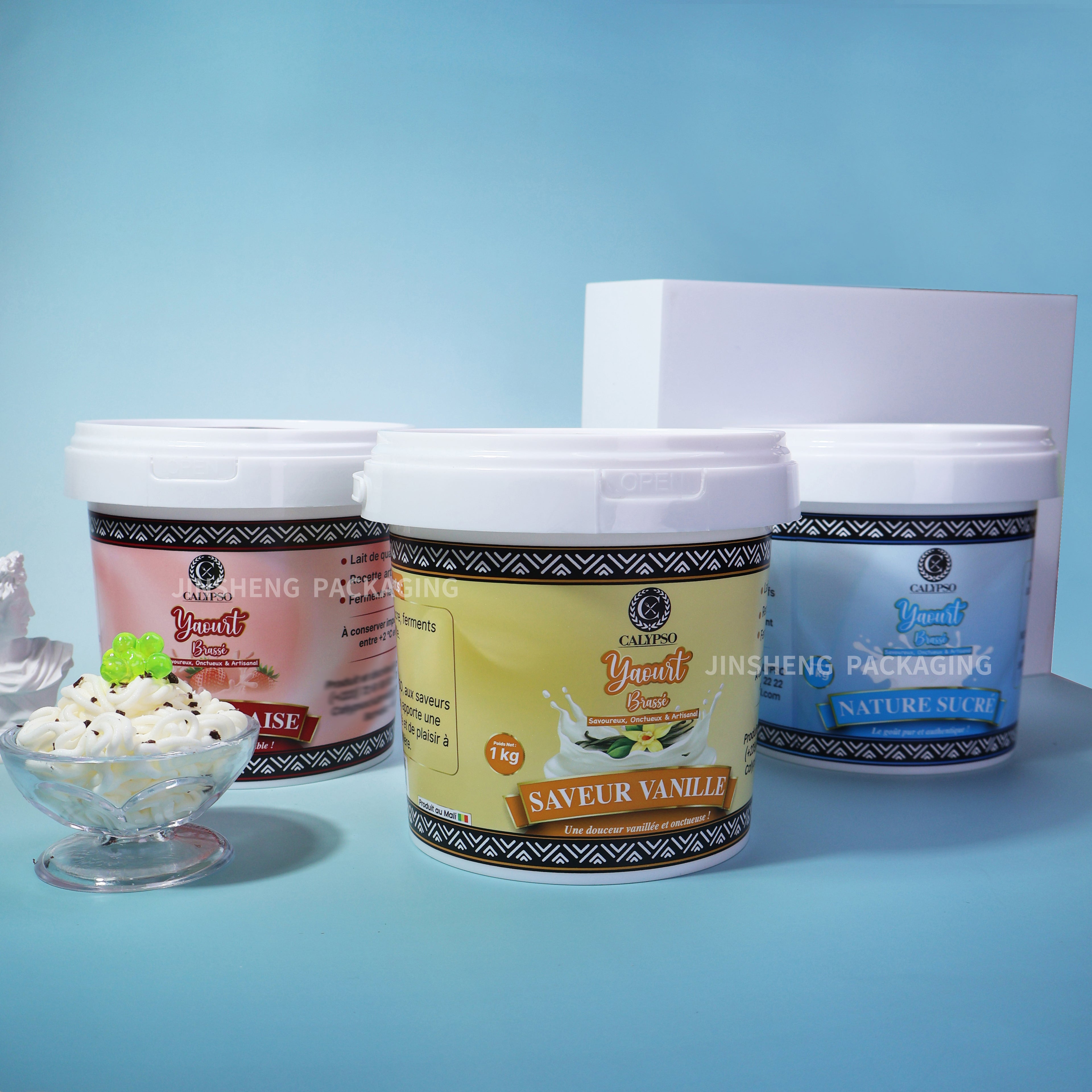 Custom Printed W031-C 1000ml Food Grade PP white container with lid