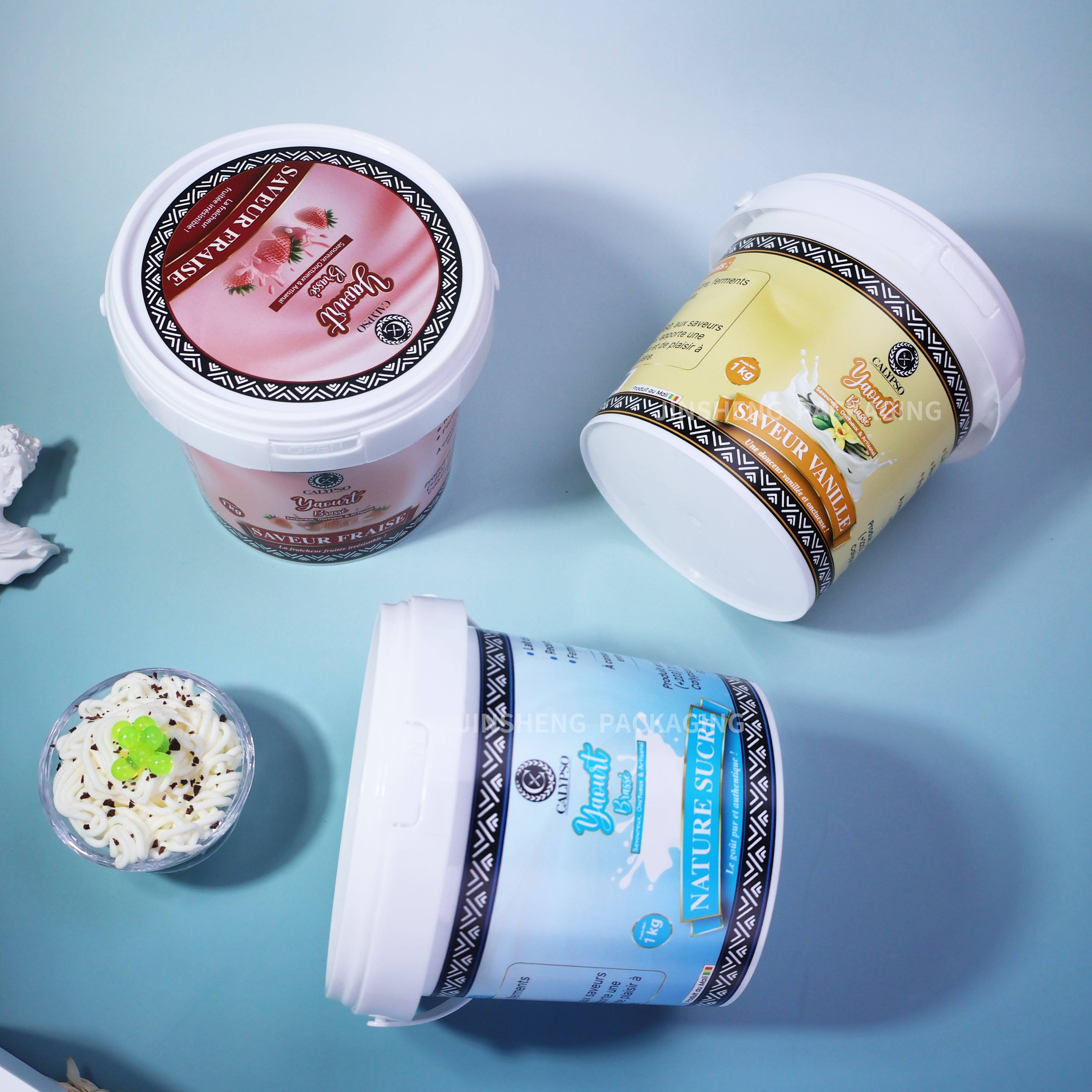 Custom Printed W031-C 1000ml Food Grade PP white container with lid
