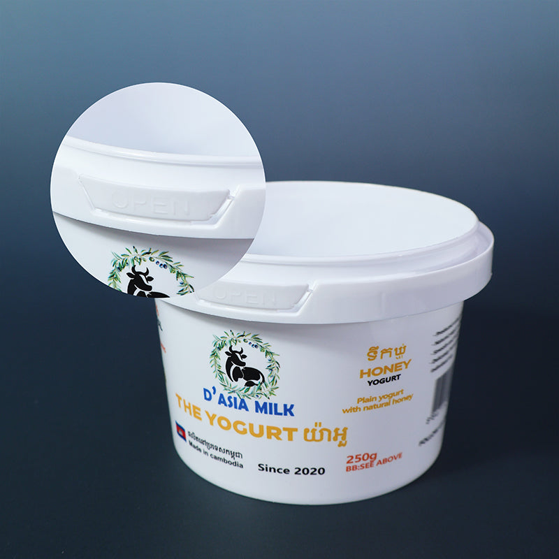 Custom Printed W03-T 250ml Food Grade PP White cup with lid