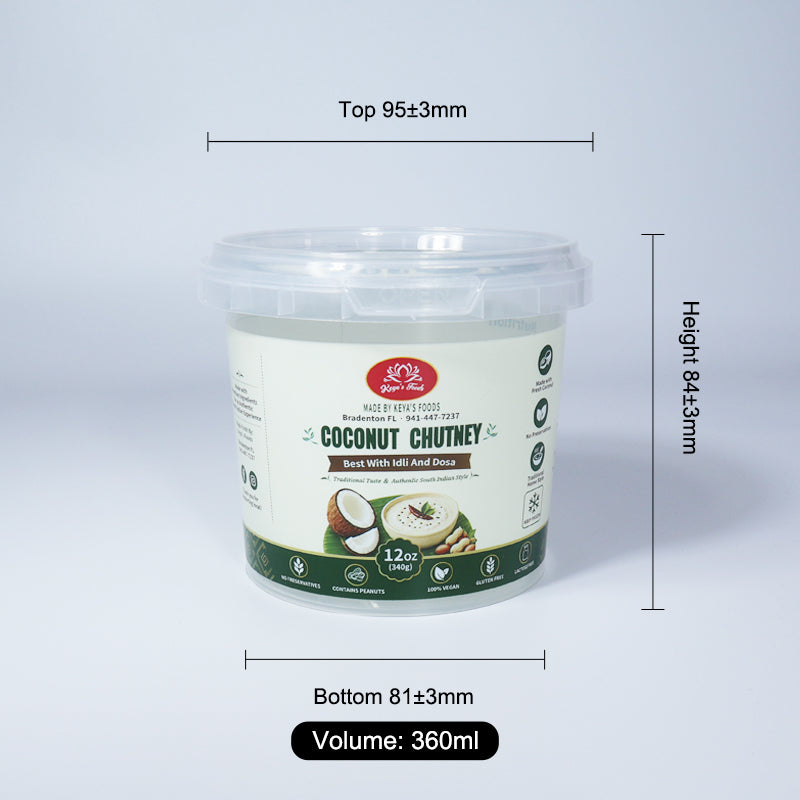 Custom Printed W012-T 360ml Food Grade PP clear cup with lid and handle