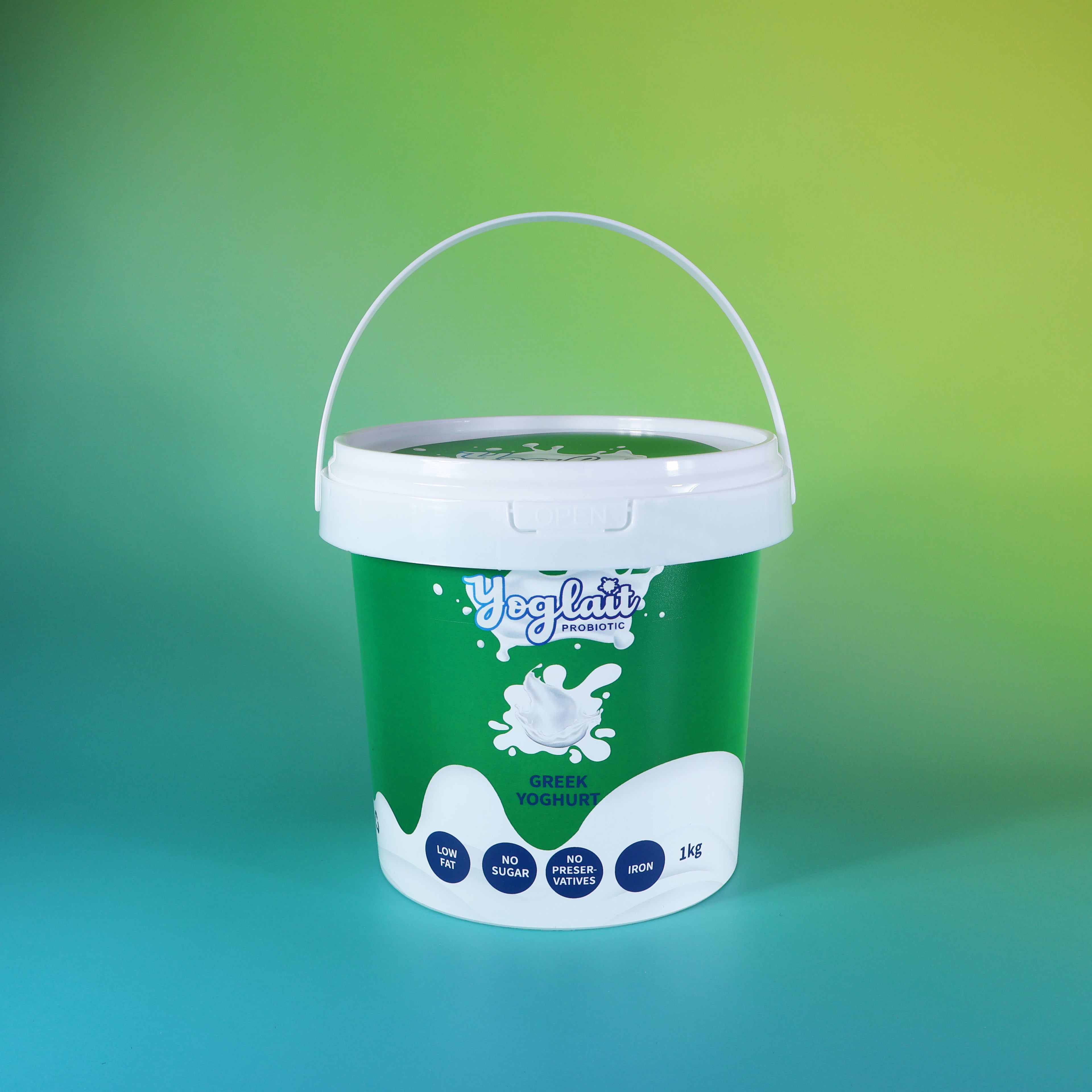 Custom Printed W031-C 1000ml Food Grade PP White cup with lid and handle