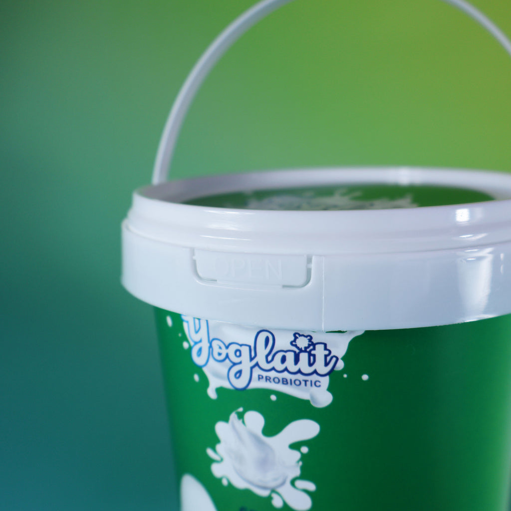 Custom Printed W031-C 1000ml Food Grade PP White cup with lid and handle
