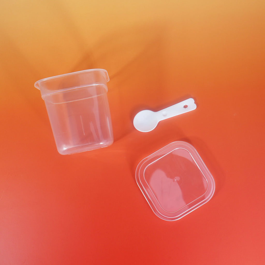 Custom Printed J172-YS 280ml Food Grade PP clear cup with aluminum sealing foil and spoon