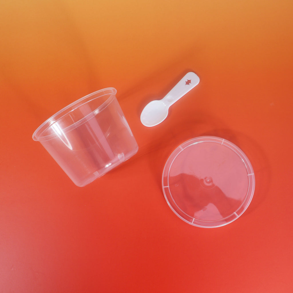 Custom Printed J17-YS 200ml Food Grade PP clear cup with aluminum sealing foil and spoon