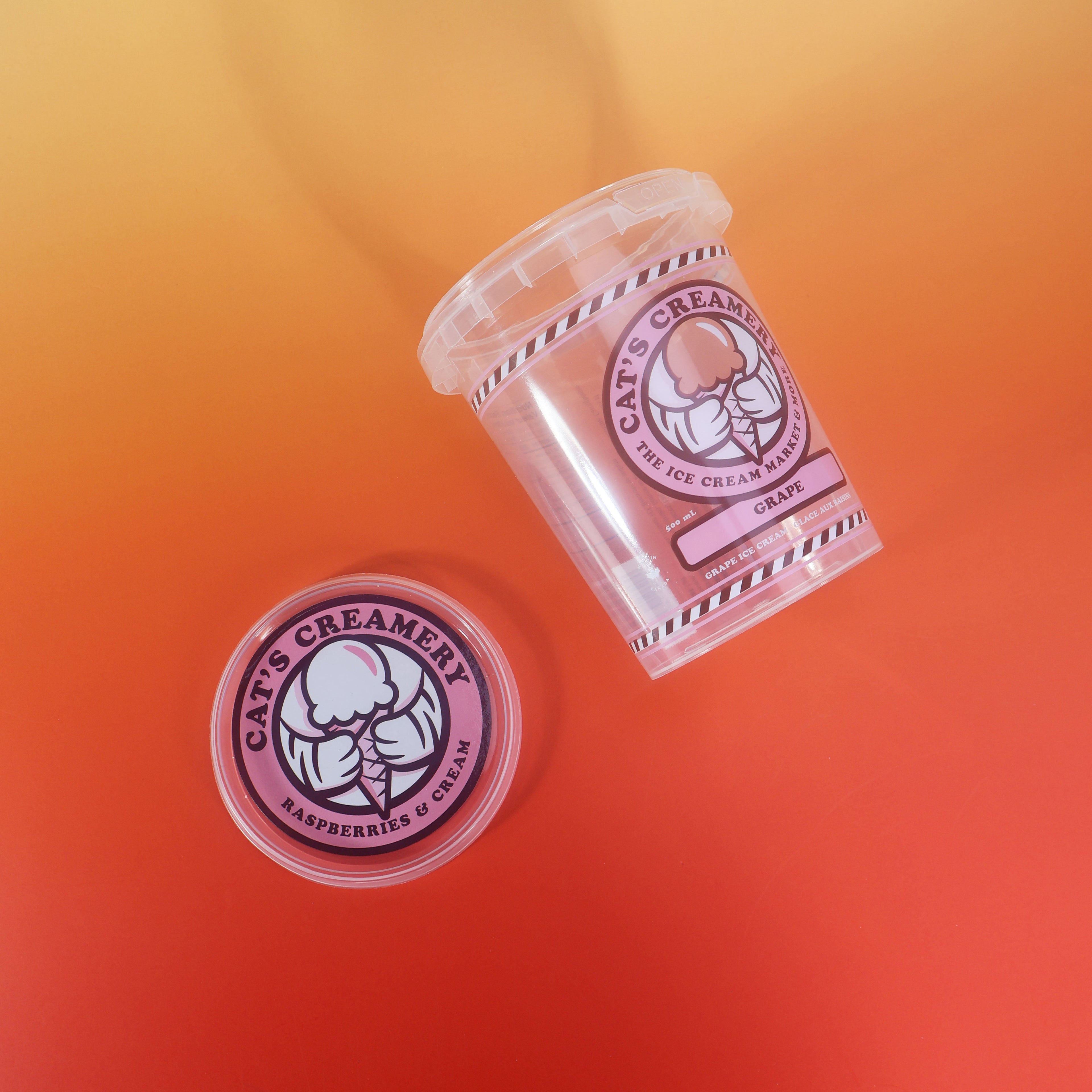 Custom Printed W019-T 500ml  Food Grade PP clear cup with lid