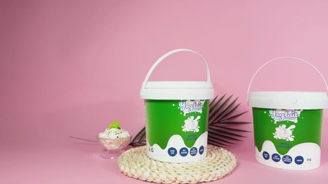 Custom Printed W031-C 1000ml Food Grade PP White cup with lid and handle