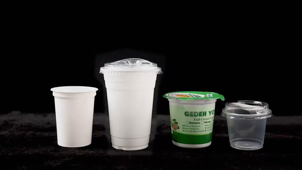 Custom Printed J172-YS 280ml Food Grade PP clear cup with aluminum sealing foil and spoon